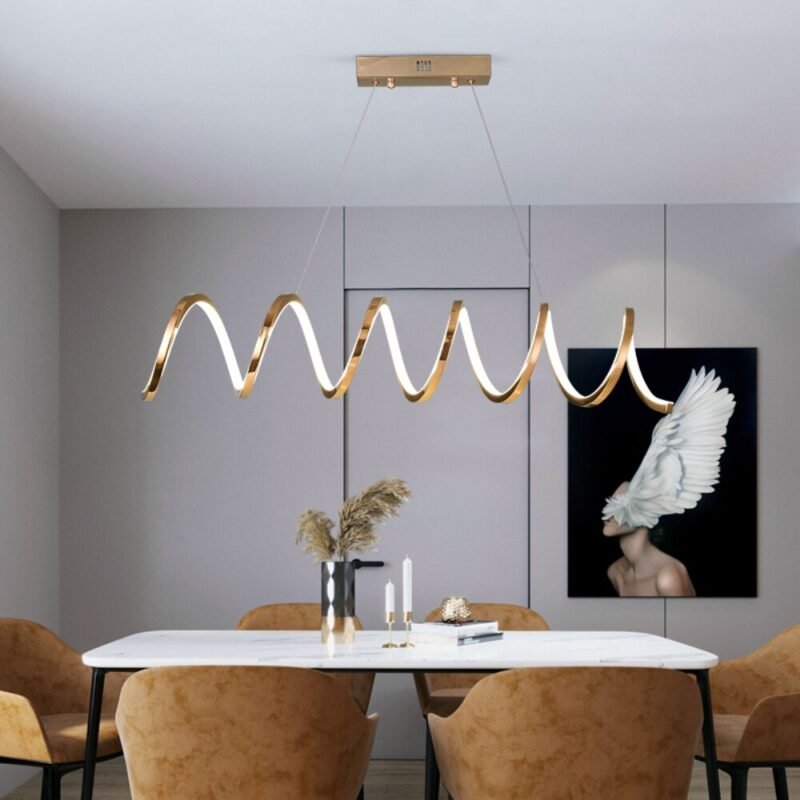 Modern Creative Dining Room Island Chandelier Stainless Steel Simple Restaurant Led Pendant Lamp Coffee Office Long 2 1