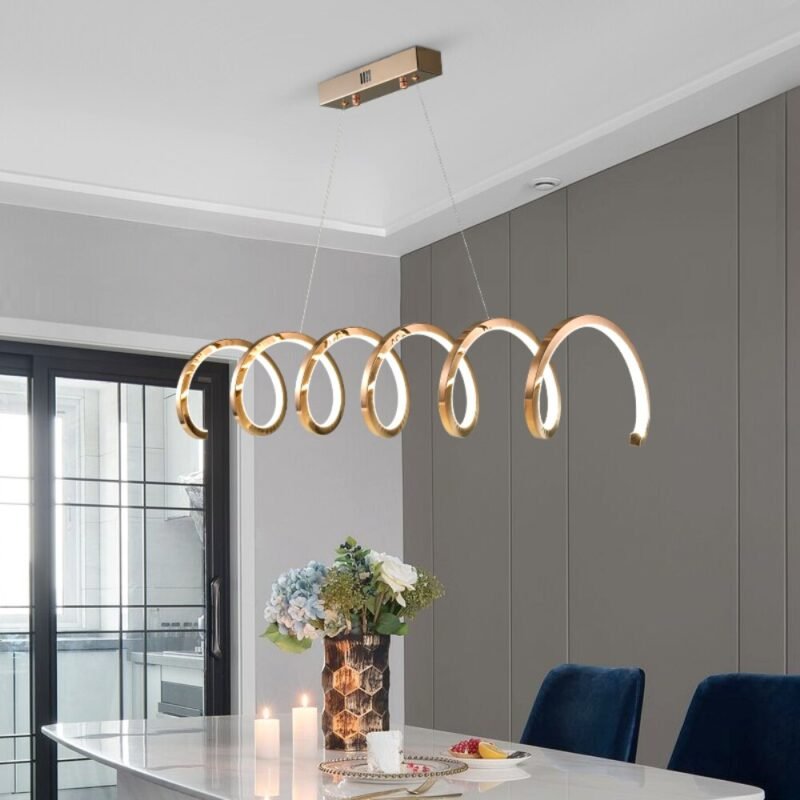 Modern Creative Dining Room Island Chandelier Stainless Steel Simple Restaurant Led Pendant Lamp Coffee Office Long 4