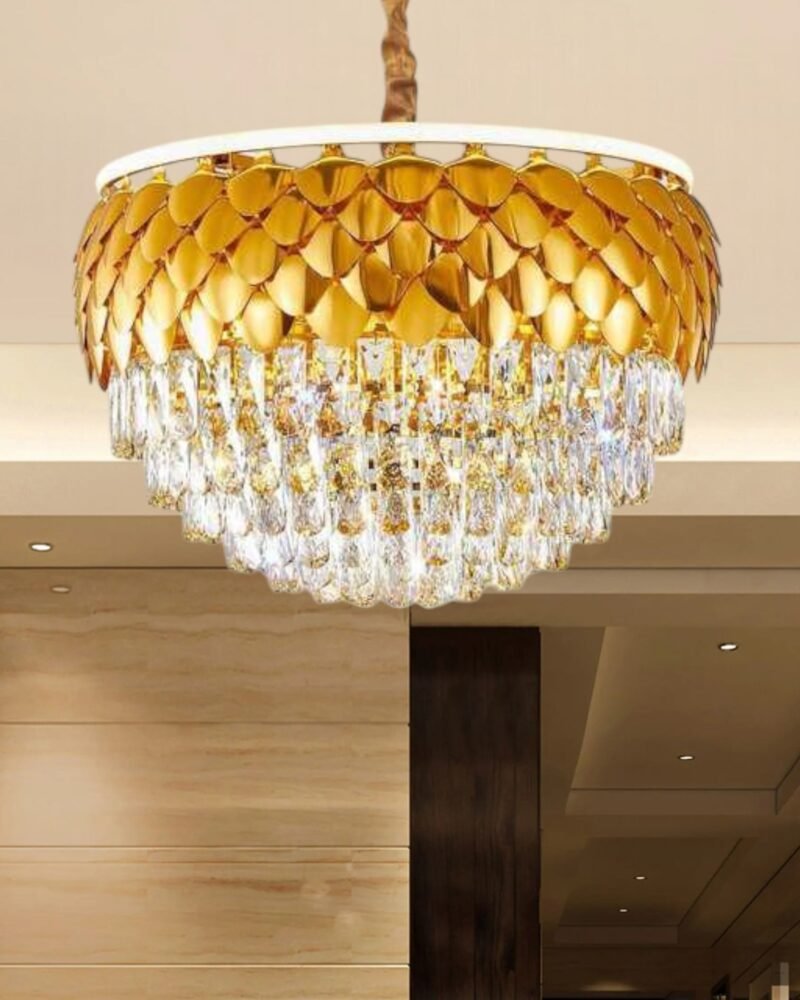 Golden Cascade Crystal Chandelier - 80CM