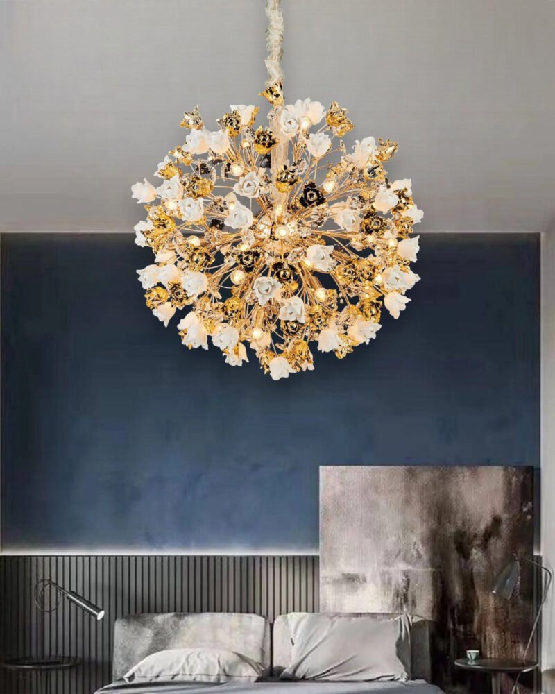 Elegant Floral Sphere Chandelier - 40 Lights - Image 2