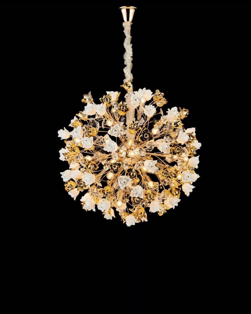 Elegant Floral Sphere Chandelier - 40 Lights