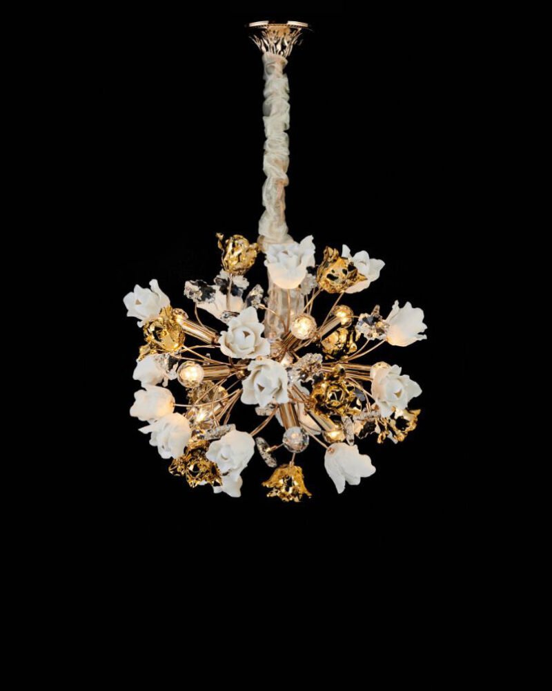 Elegant Floral Sphere Chandelier - 9 Bulbs - Image 2