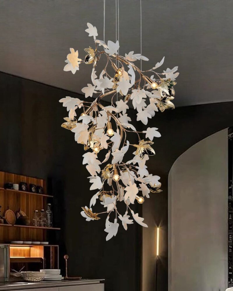 Maple Leaf Branch Staircase Chandelier