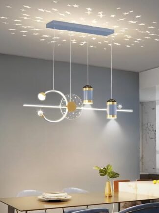 Lyra Luna | Gold & Blue Chandelier for Bedroom
