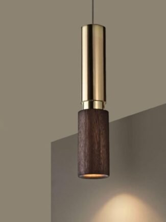 Lucent Luna | Gold And Wooden Pendant Light for Living Room