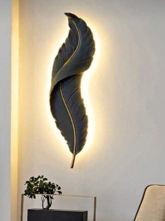 Seraph Aura | Black Feather Wall Light for Living Room