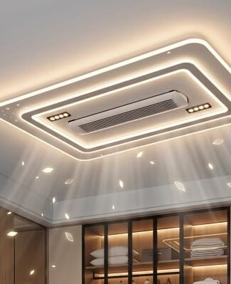 Decor Chronicle Fan Chandelier with 3-Color CCT LED Light| BLDC Ceiling Fan with Remote| 1100x700mm Rectangular Modern Design for Living Room Bedroom Hall