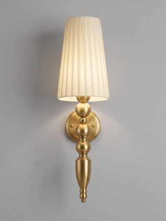 Decor Chronicle 600mm Traditional Wall Sconce, Gold Metal with Fabric Shade, E27 Bulb Holder, Indoor Wall Lamp for Bedroom Living Room Hallway Hotel