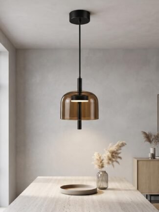 Decor Chronicle LED Pendant Hanging Light| Single Head Glass Shade Ceiling Lamp| Pearl Black Finish| 6W 3-Color CCT| For Living Room Bedroom Dining Hall