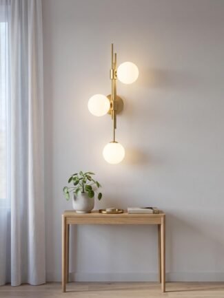 Decor Chronicle 3-Globe Gold Wall Sconce, Metal and Glass Wall Light, G9 Bulb, Indoor Wall Lamp for Living Room Bedroom Hallway| Gold Finish